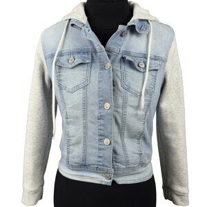 WALLFLOWER Denim Jacket Hooded Dreamer Fit Stretch Blue Womens S